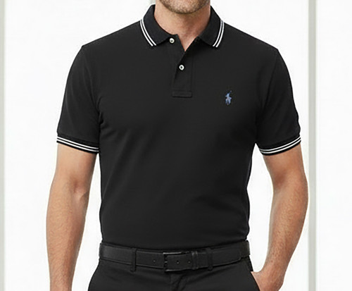 تیشرت پولو polo مرئانه اصل وارداتی رنگ مشکی آستین کوتاه تمام نخ
