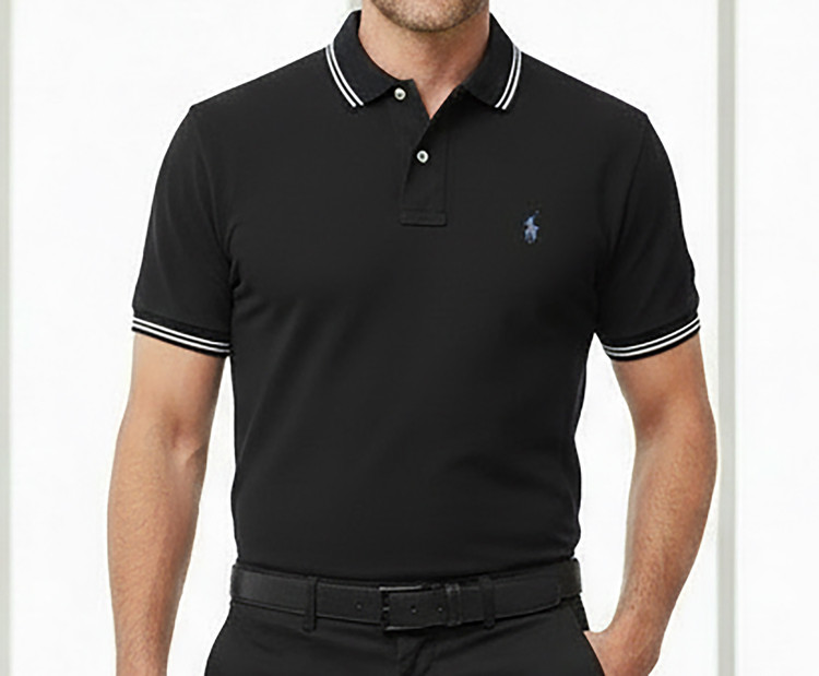 تیشرت پولو polo مرئانه اصل وارداتی رنگ مشکی آستین کوتاه تمام نخ