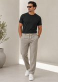 شلوار نیم بگ مردانه ی طوسی- کرمی پارچه ی وارداتی گرم بالا زارا zara