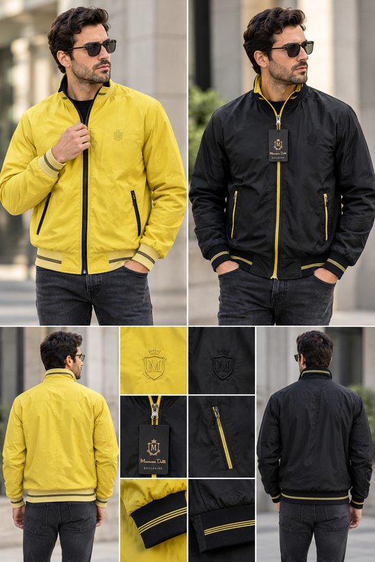 کاپشن پاییزی دو رویه مردانه Massimo Dutti | ماسیمو دوتی | مشکی و زرد